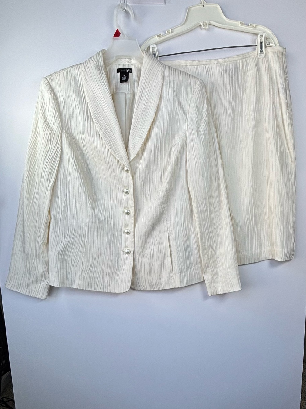 Anne Klein Ivory Textured Blazer and Skirt Set